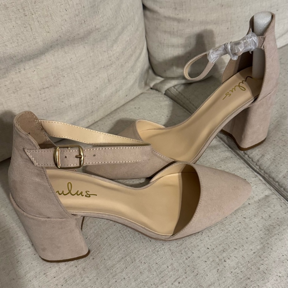Nude Block Heel Ankle-Strap Pump